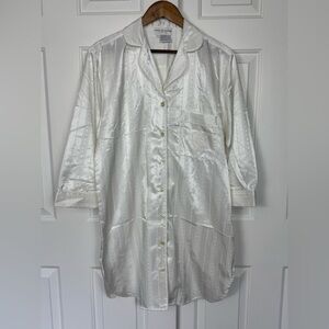 Vintage Miss Elaine White Button Up Nightgown Size Small
